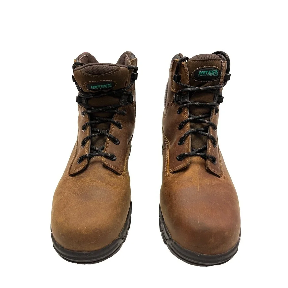 Hytest Boot Mens Size 8 Wide Knox 2 Steel Toe Work Brown Sudan Brown Leather